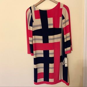 Eliza J Pink Blue Colorblock Stripe Long Sleeve